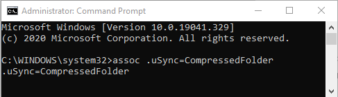 Screenshot of a Command Prompt with the assoc command entered