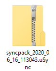 Screenshot of a uSync Sync-Pack file with a ZIP file icon