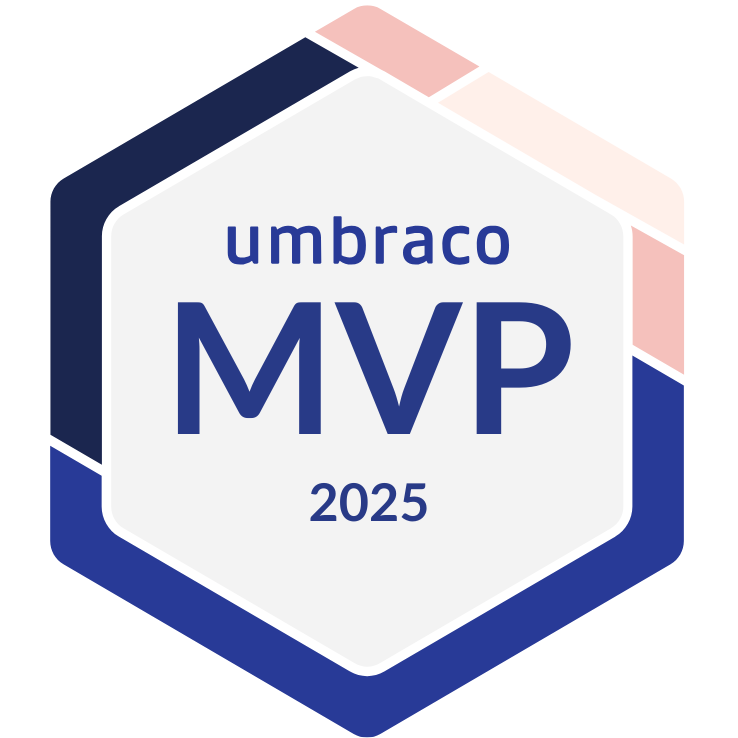 Umbraco MVP badge reading "umbraco MVP 2025"
